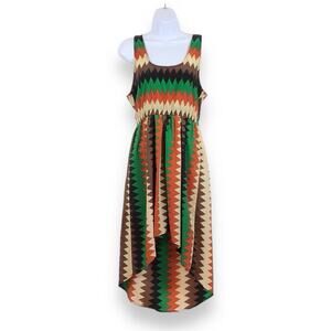POETRY Sleeveless Geometric Chevron Print Midi Dress size M